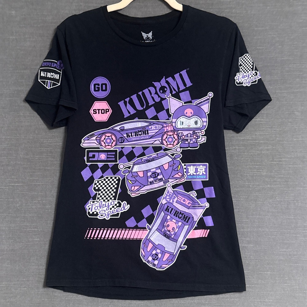Sanrio Kuromi Top M Black Cotton Tokyo Speed Racing Graphic Streetwear T-Shirt